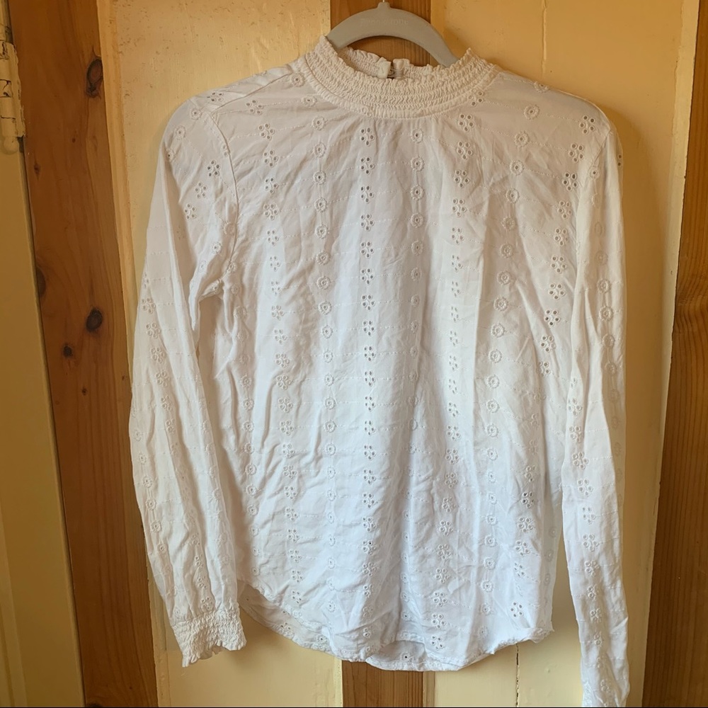 H&M eyelet white high neck shirt